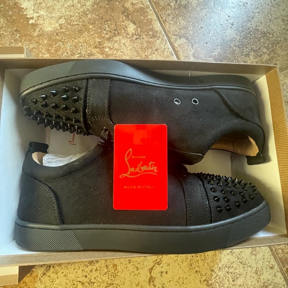 Christian Louboutin Black Spiked Sneakers with Red Soles - Picture 4 of 4